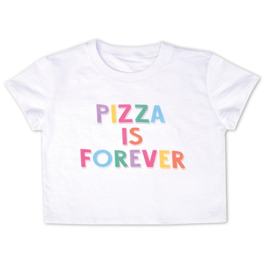 PIZZA IS FOREVER WHITE BOXY TEE SHIRT