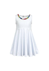 WHITE RAINBOW GEMS TANK DRESS