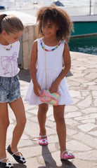 WHITE RAINBOW GEMS TANK DRESS