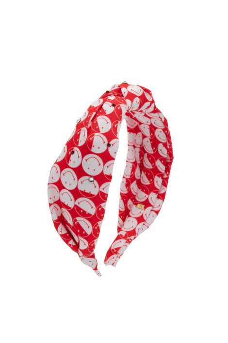 CRYSTALLIZED SMILE PRINT KNOT HEADBAND