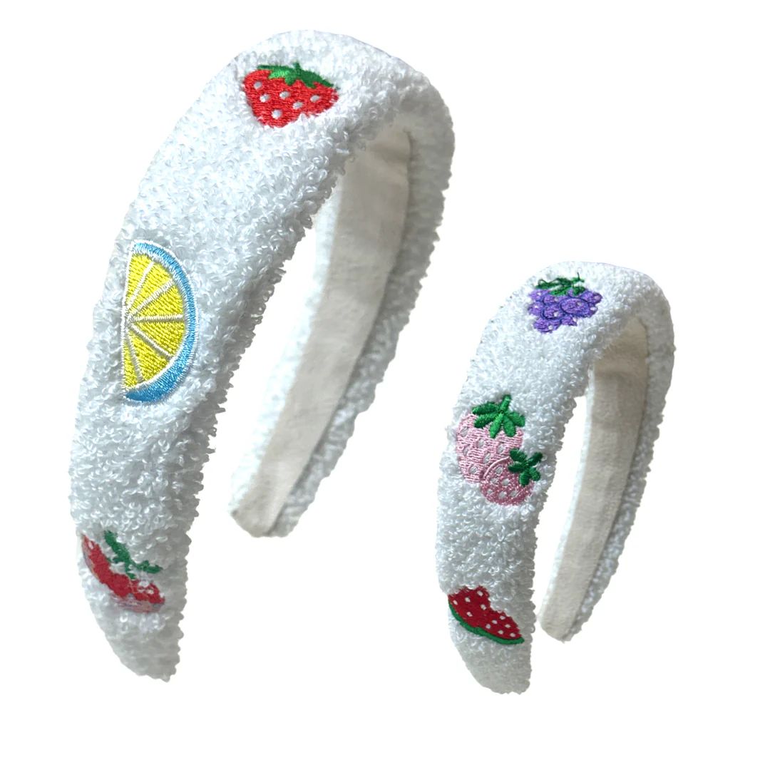 EMBROIDED FRUITS ON TERRY HEADBAND