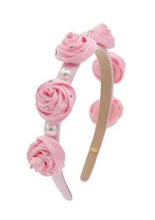 SATIN ROSE ROSE PEARL HEADBAND