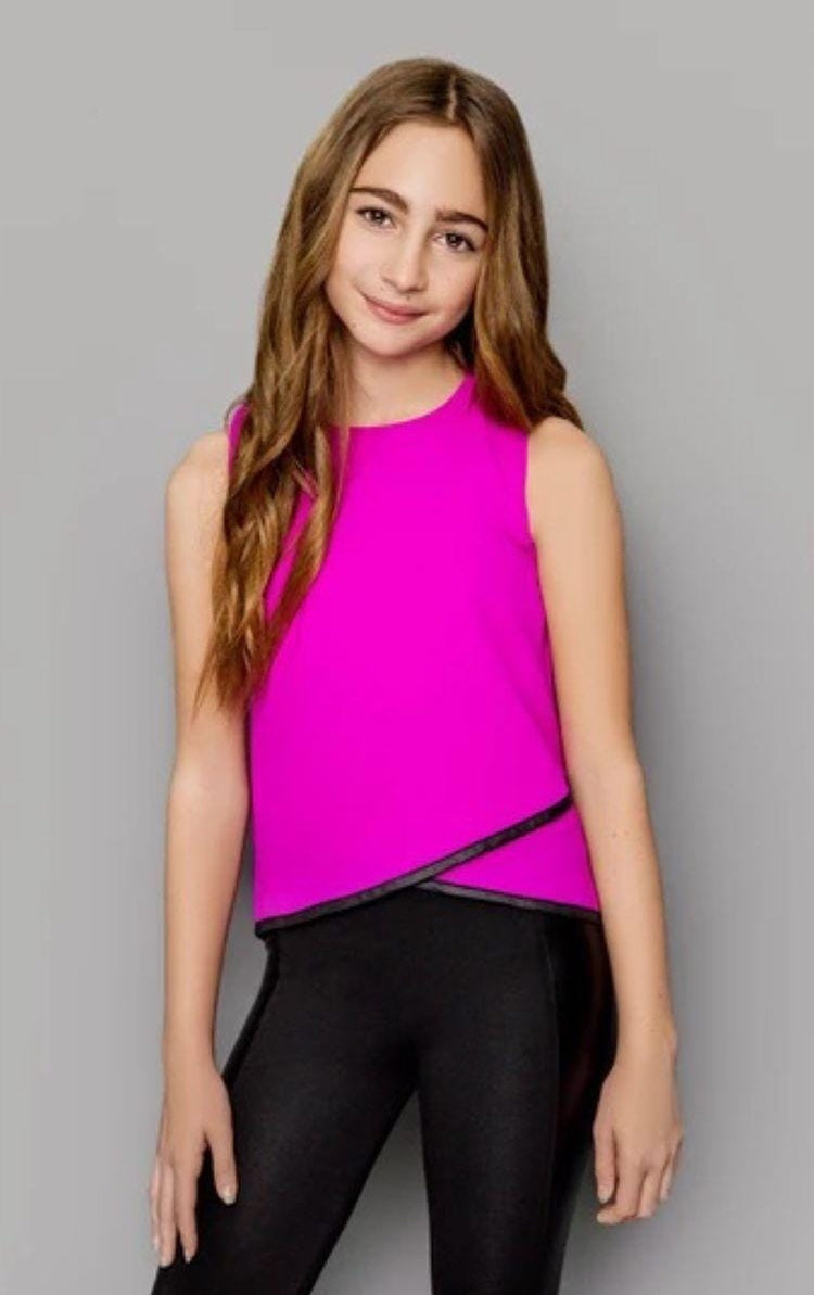 LEATHER TRIM CHIFFON PINK