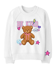 GLITTER BE KIND TEDDY OVERSIZED WHITE SWEATSHIRT