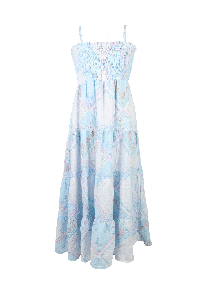 BLUE HANDKERCHIEF PRINT DRESS