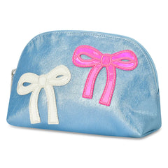 PATCHED BOW OVAL COSMETIC BAG