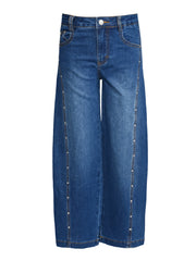 RHINESTONE STRETCH BARREL JEANS