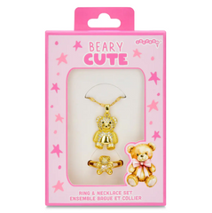 BEAR CHARM NECKLACE Y RING SET