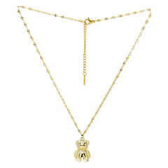 BEAR CHARM NECKLACE Y RING SET