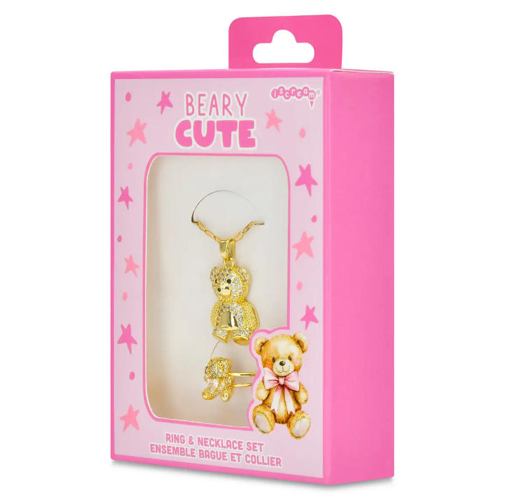 BEAR CHARM NECKLACE Y RING SET