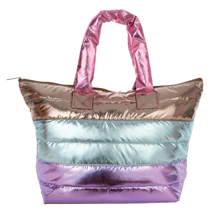 ICY COLOR BLOCK PUFFER OVERNIGTH BAG