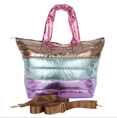ICY COLOR BLOCK PUFFER OVERNIGTH BAG