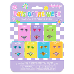DAYS OF THE WEEK STICK -ON EARRINGS AND RINGS