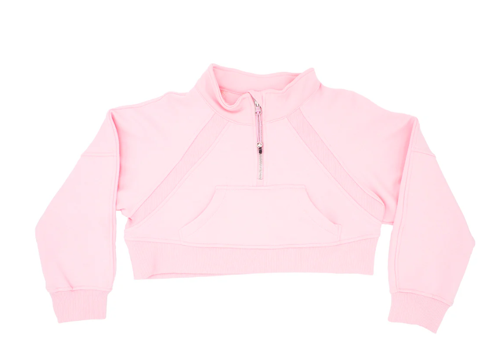 OVERSIZED CROPPED 1/4 ZIP SWEATSHIRT IN LIGTH PINK