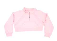 OVERSIZED CROPPED 1/4 ZIP SWEATSHIRT IN LIGTH PINK