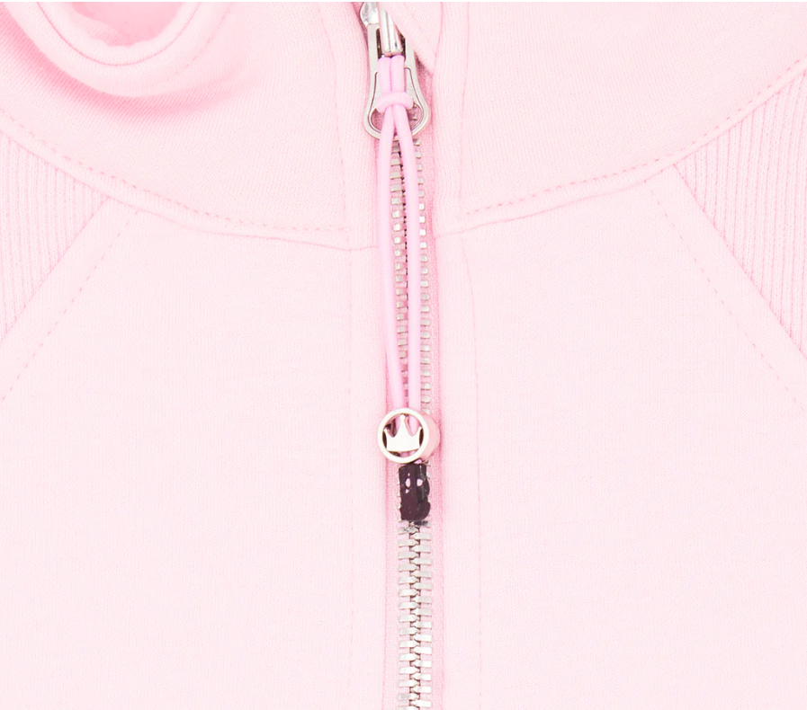 OVERSIZED CROPPED 1/4 ZIP SWEATSHIRT IN LIGTH PINK