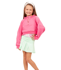 OVERSIZED CROPPED 1/4 ZIP SWEATSHIRT IN HOT PINK