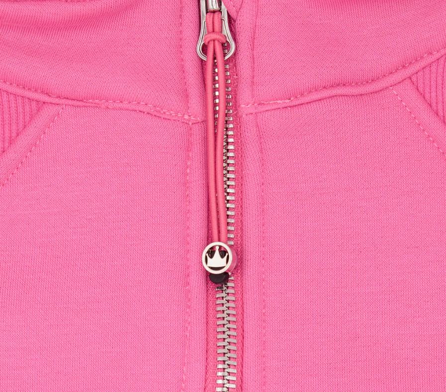 OVERSIZED CROPPED 1/4 ZIP SWEATSHIRT IN HOT PINK