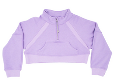 OVERSIZED CROPPED 1/4 ZIP SWEATSHIRT IN LAVANDER