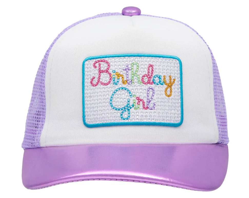 BIRTHDAY GIRL RHINESTONE LAVENDER METALLIC TRUCKER