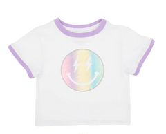GLITTER RAINBOW SMILEY RINGER BOXY T