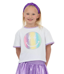 GLITTER RAINBOW SMILEY RINGER BOXY T