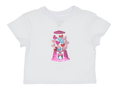 SEQUIN GUMBALL HEARTS WHITE BOXY