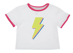 YELLOW SEQUIN LIGHTNING BOLT ON HOT PINK RINGER