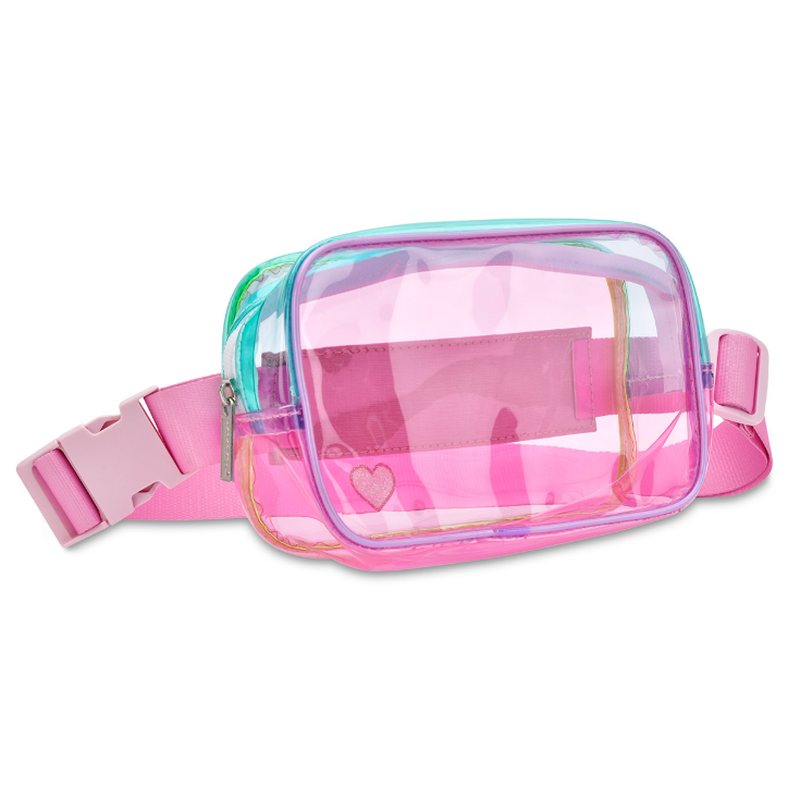 COLOR BLOCK CLEAR BELT BAG