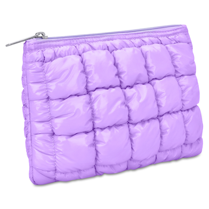 LAVENDER SHINY PUFFER POUCH