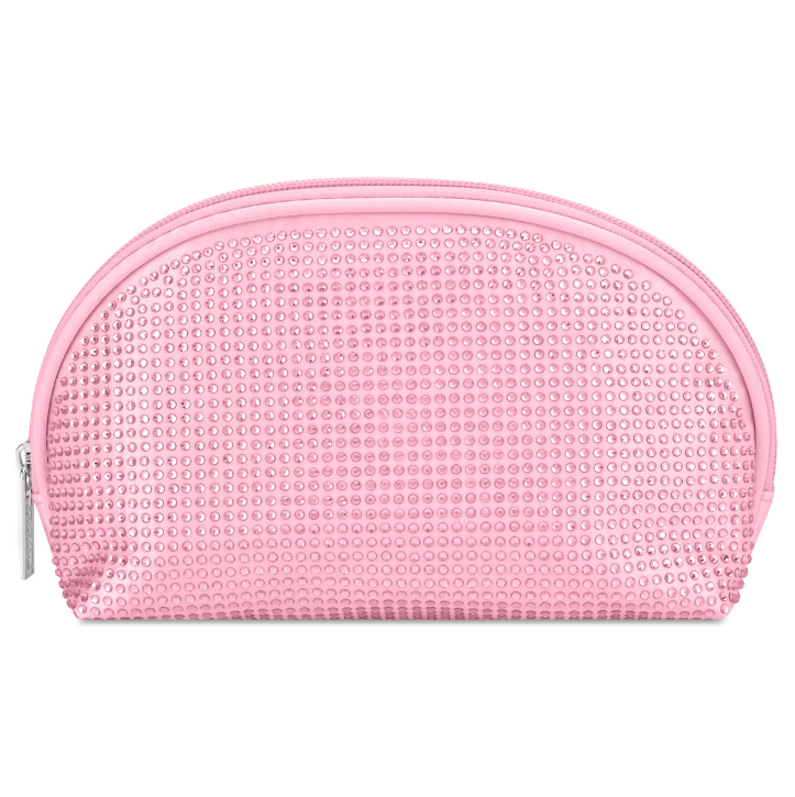 PINK RHINESTONE OVAL COSMETIC BAG