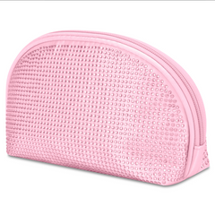 PINK RHINESTONE OVAL COSMETIC BAG
