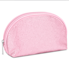 PINK RHINESTONE OVAL COSMETIC BAG