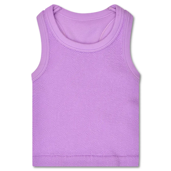 LAVENDER SMOCKED RACEBACK TANK TOP