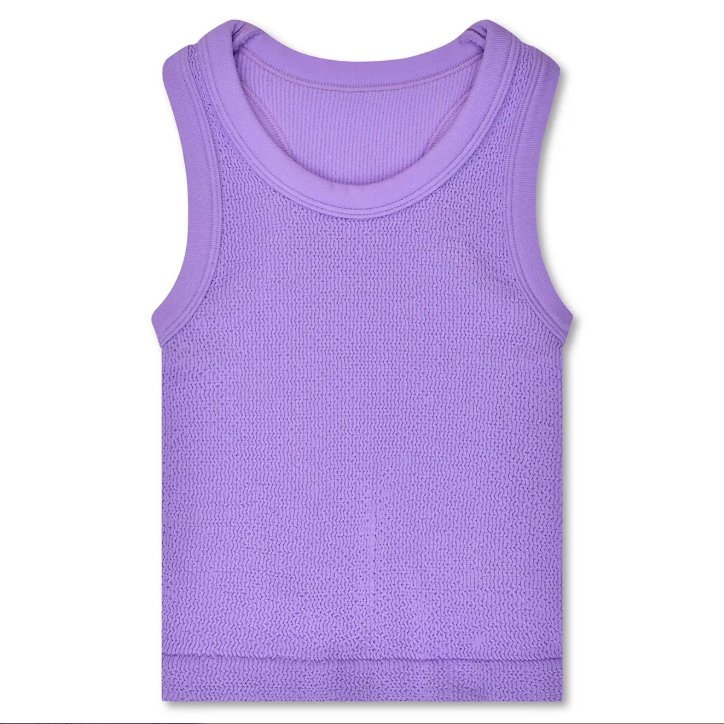 VIVID VIOLET SMOCKED RACERBACK TANK TOP