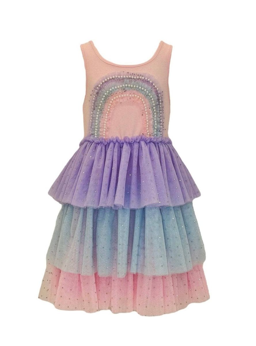3D RAINBOW PEACH TANK DRESS