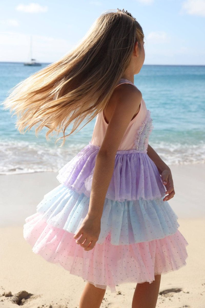 3D RAINBOW PEACH TANK DRESS
