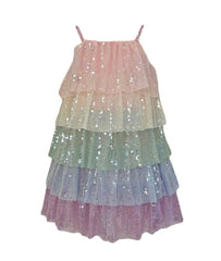 RAINBOW SEQUIN TIERED DRESS