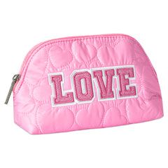 LOVE HEART PUFFY OVAL COSMETIC BAG