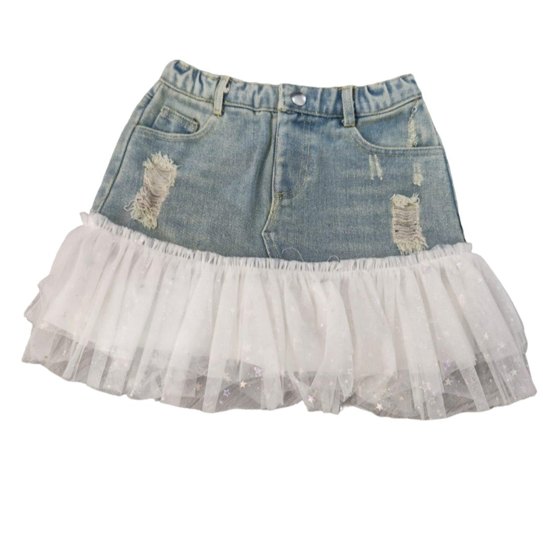 DENIM SKIRT WITH TUTU HEM