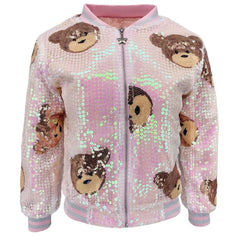 SEQUIN BEAR BOMBER