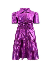 IRIDESCENT PURPLE BOW DRESS