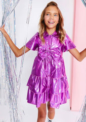 IRIDESCENT PURPLE BOW DRESS