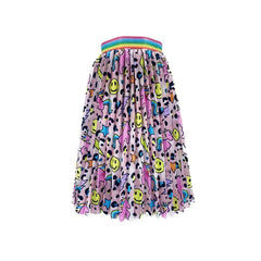 HAPPY EMOJI RAINBOW MIDI SKIRT