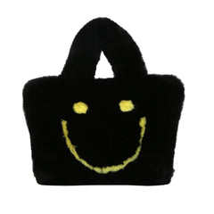 FUZZY TOTE BAG HAPPY FACE