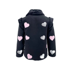 PATCH HEARTS FUR COLLAR JACKET