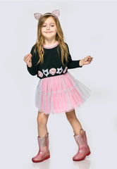 MESH TUTU DRESS W/ HAPPY FACE AND STAR TRIMS