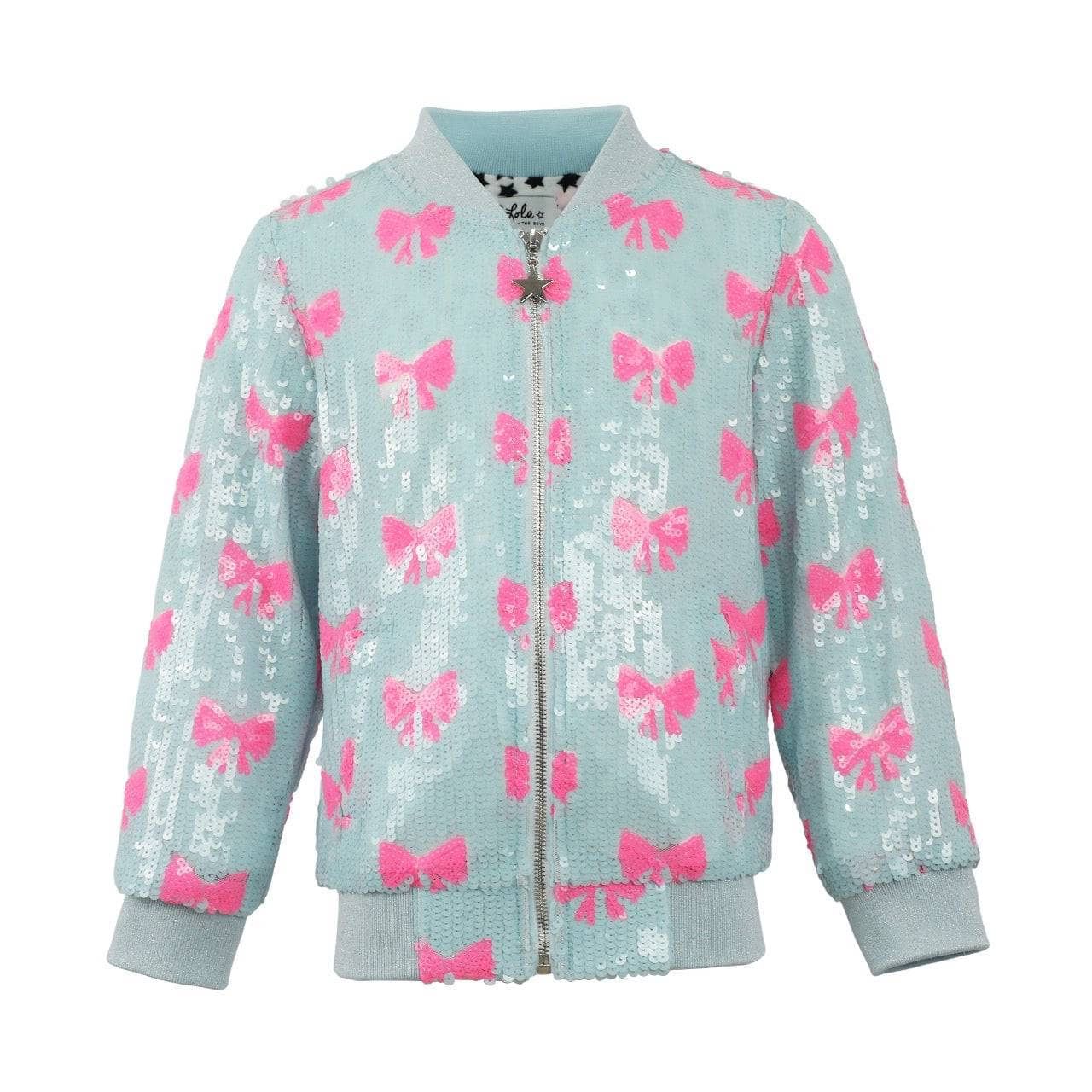 PRETTY IN BOWS SEQUIN BOMBER