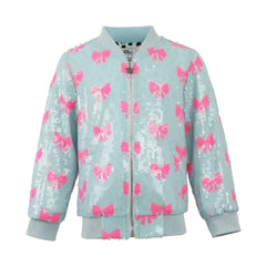 PRETTY IN BOWS SEQUIN BOMBER