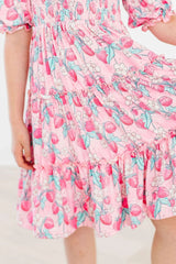 STRAWBERRY SHORTCAKE SMOCKED RUFFLE DRESS
